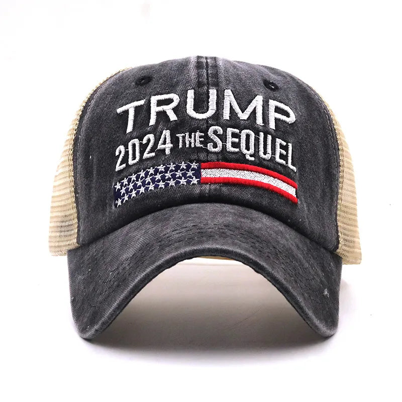 Hot Trump 2024 American Presidential Hat Make America Great Again Hat Donald Trump Republican Hat Cap MAGA Embroidered Mesh Cap