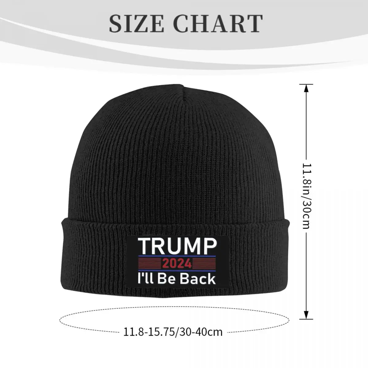 Trump 2024 I'll Be Back Bonnet Hat Knit Hat Men Women Fashion Unisex Adult Winter Warm Skullies Beanies Caps