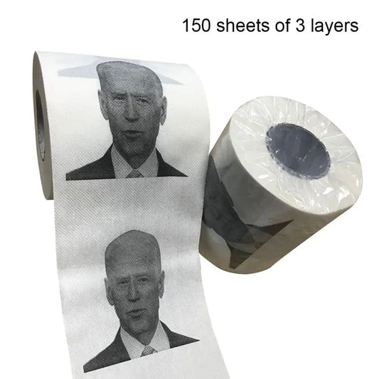 Novelty 150 Sheets Joe Biden Towel Toilet Paper Bathroom Joe Biden Pattern 3 Layers Funny Papers Napkin Joke Paper Tissue Roll